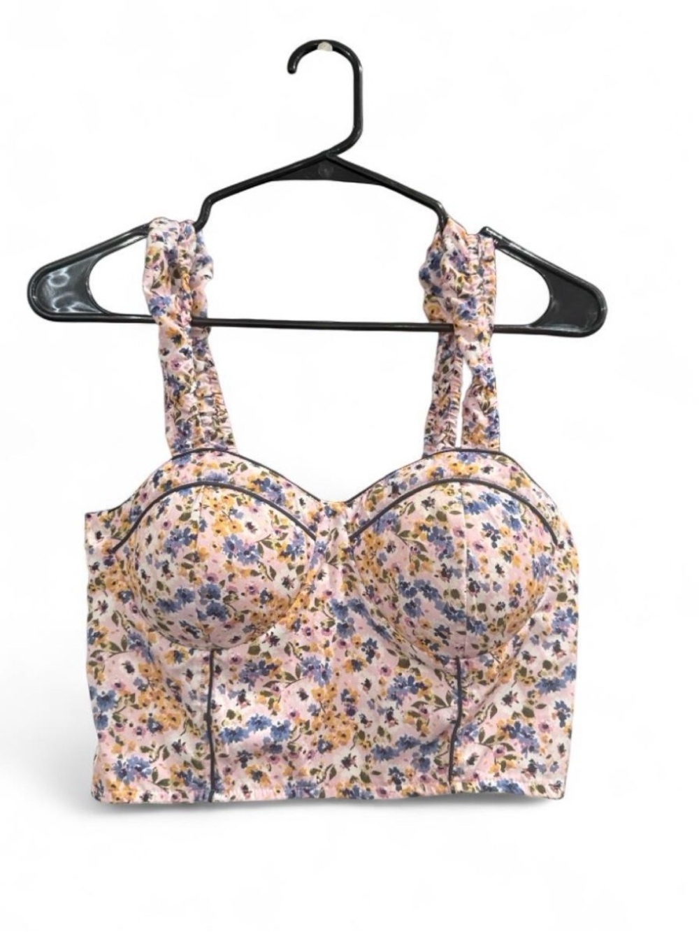 Floral Bustier Crop Top - Pink Floral